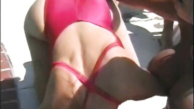 Dudes share two blonde sluts with nice tits outdoors - 11 image