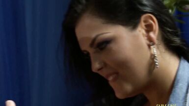 Two busty horny milf one blonde and the other brunette share a big shaft in an arousing threesome