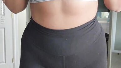 Busty Teacher in leggings strips and teases her student's dad online - 13 image