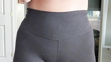 Busty Teacher in leggings strips and teases her student's dad online - 14 image