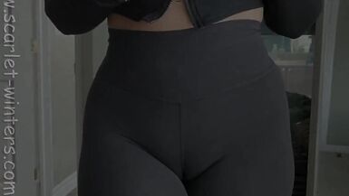 Busty Teacher in leggings strips and teases her student's dad online - 5 image