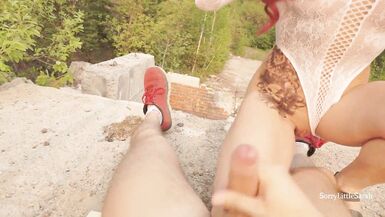 Hot Big Ass Mommy Public Fucks Fast and Hard, Her Pussy is Filled with Cum in an Abandoned Landing! - 8 image