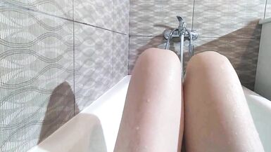 Fluffy Bush Takes a Bath and Admires Hairy Legs Footfetish GinnaGg - 3 image
