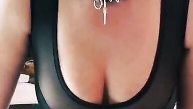 Milf sucks and swallow in POV in catsuit - 7 image