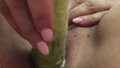 Arab wife gets a cucumber and shows feet - 9 image