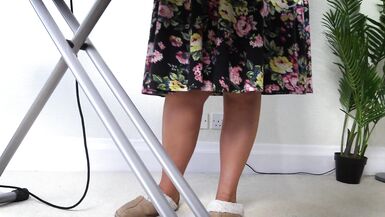 Horny stepmom in stockings ironing her panties, takes a break and fingers her wet pussy - 7 image