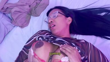 Catching my boyfriend fucking my stepmom. English subtitles