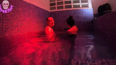 Fucking in Spa Footjob and Creampie for Naughty Busty