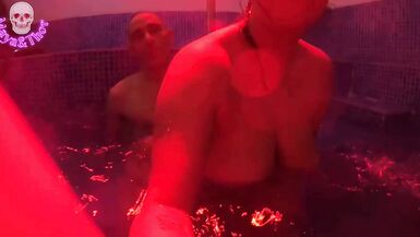 Fucking in Spa Footjob and Creampie for Naughty Busty - 8 image