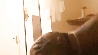 Sexy ebony milf gets cum on ass after riding bbc - 9 image
