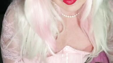 Pink trans puffy nipples cum