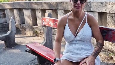 HOT MILF HOUSEWIFE FLASHING PUSSY AND TITS PUBLIC AT A HISTORICAL CITY