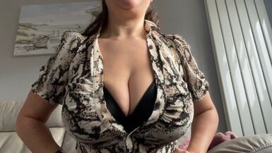 Huge naturals in a push up bra and open shirt - 1 image