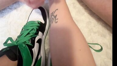 Slutty Milf rubs balls and begs for cum on her shoes - 10 image