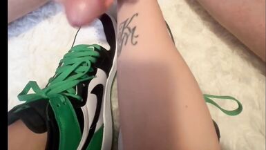 Slutty Milf rubs balls and begs for cum on her shoes - 12 image