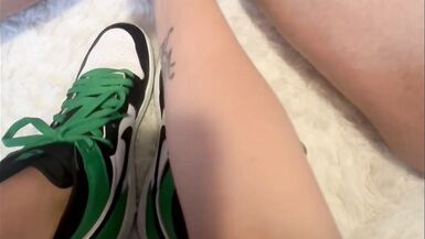 Slutty Milf rubs balls and begs for cum on her shoes - 3 image