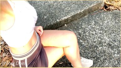 Short skirt in public no panties pussy flashing - 4 image