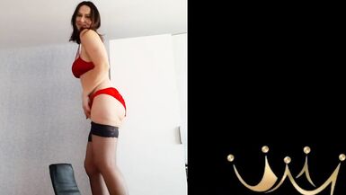 MILF on a chair rocks in stockings - 5 image