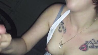 amateur blonde milf sucking big cock in car - 12 image