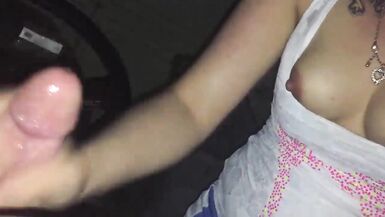 amateur blonde milf sucking big cock in car - 15 image