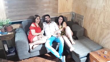 threesome with friend. huge cock and finish on tits - 2 image
