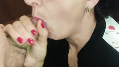 Please let me suck your dick! She'll never know! - Blowjob with Plenty Cum in the Mouth - 2 image