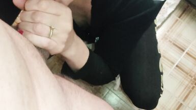 Please let me suck your dick! She'll never know! - Blowjob with Plenty Cum in the Mouth - 4 image