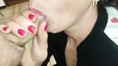 Please let me suck your dick! She'll never know! - Blowjob with Plenty Cum in the Mouth - 7 image