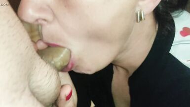Please let me suck your dick! She'll never know! - Blowjob with Plenty Cum in the Mouth - 9 image
