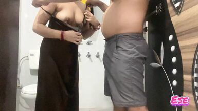 When the aunt got wet, she took off the clothes and then the nephew her from behind. - 1 image