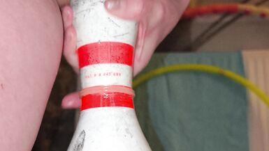 Bowling pin fucked for squirting