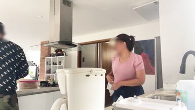 delicious maid MILF with huge saggy tits lets her boss play with her nibs - 15 image