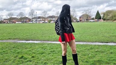 Public nudity with no panties so you can see my pussy and peeing - 15 image