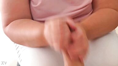 MILF handjob with cum spray on my blouse - 3 image