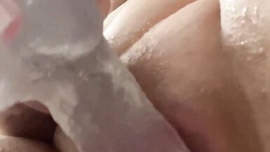 My first squirting in the shower. Amateur homemade solo female. Riding on Cristal dildo. Real orgasm - 14 image