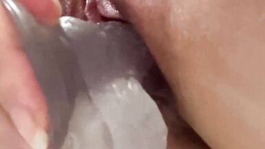 My first squirting in the shower. Amateur homemade solo female. Riding on Cristal dildo. Real orgasm - 4 image