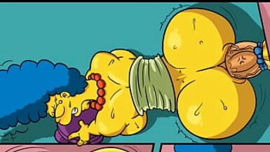 Une énorme bite provenant dun trou dans le mur a rempli tous les trous humides de la femme au foyer Marge avec du sperme chaud et collant / Bande dessinée / Parodie - 1 image