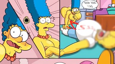 Une énorme bite provenant dun trou dans le mur a rempli tous les trous humides de la femme au foyer Marge avec du sperme chaud et collant / Bande dessinée / Parodie - 10 image