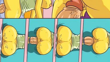 Une énorme bite provenant dun trou dans le mur a rempli tous les trous humides de la femme au foyer Marge avec du sperme chaud et collant / Bande dessinée / Parodie - 5 image