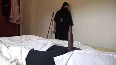 Muslim maid has sex with big black cock in a hotel room - 7 image