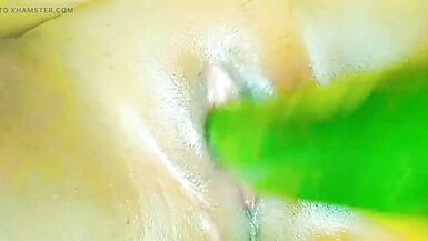 Big oiled tight pussy pleasure and enjoyment with cucumber - 10 image