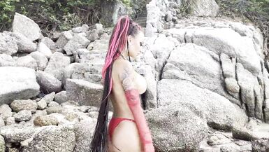 Monika Fox Fucks Her Holes With A Big Dildo & Fingers Prolapse On Coast (Free) - 2 image