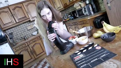 Fucked in the kitchen with fruit in the ass, this milf is a great slut - 3 image