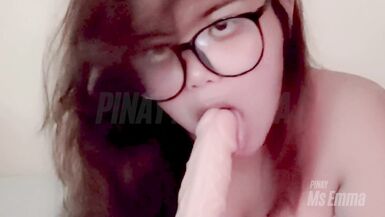 Amateur Cute Filipina Ms Emma Sucks a Big Dildo, Who wants to go next? - Awesome Solo Blowjob - 4 image