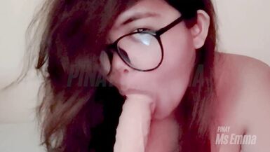 Amateur Cute Filipina Ms Emma Sucks a Big Dildo, Who wants to go next? - Awesome Solo Blowjob - 9 image