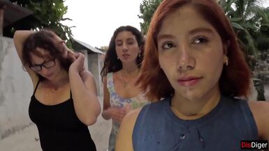 Group sex - 3 girls and 1 lucky guy, fucked in turns and cum on face - Cumwalk