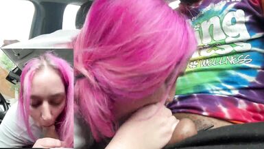 Öffentlicher Blowjob im Auto, sie lutschte meinen Schwanz in ihrer Pause - so kam ich in ihrem Mund (Oral Creampie) - 15 image