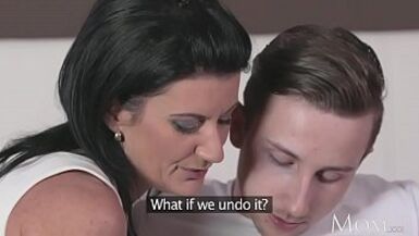 MOM Horny Milf sucks and fucks hard cock of shy inexperienced guy - 1 image
