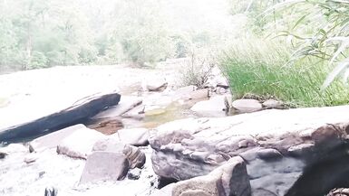 Telugu sexy Silk aunty outdoor waterfall bathing, telugu Dirty talks. - 2 image