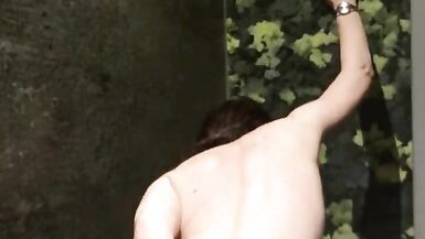 Strong squirt in public camping shower - 10 image